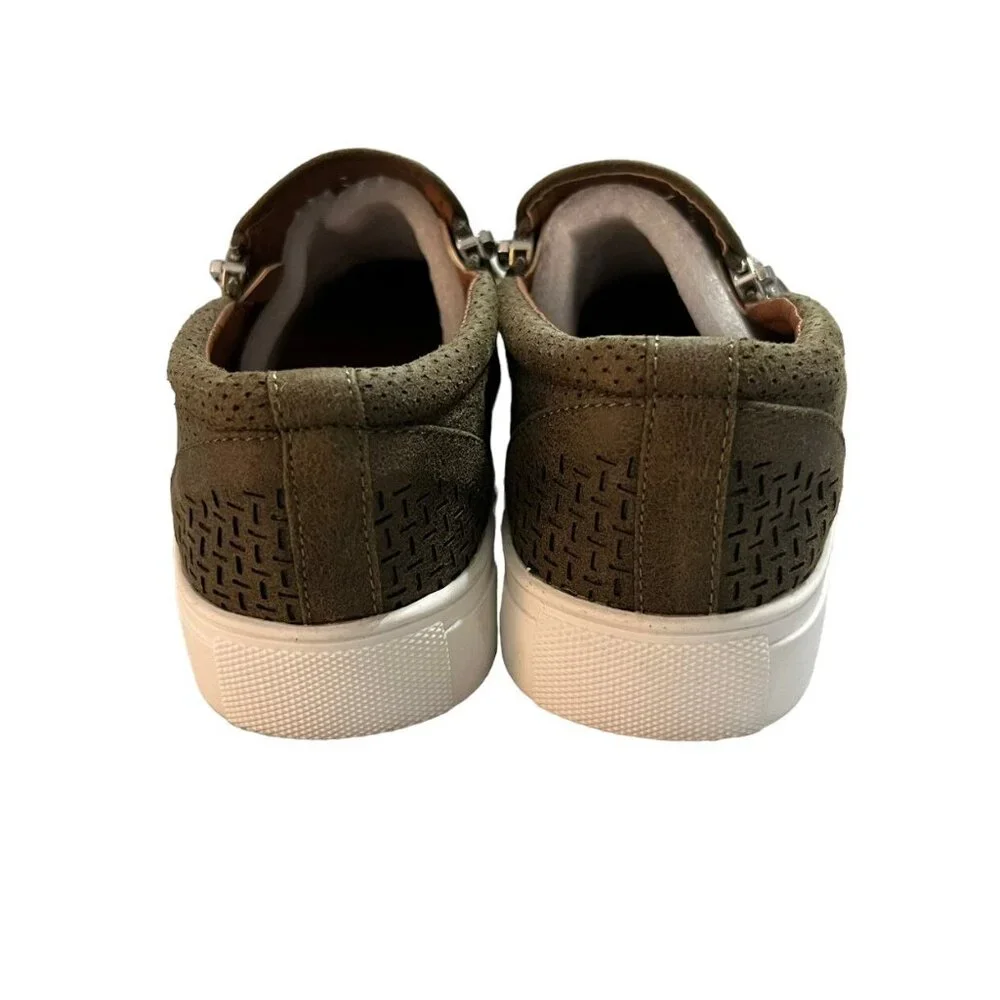 NEW Report Sz 7 Women's Brown Leather Slip On Sneakers